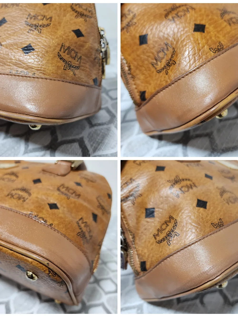 MCM Visetos Heritage Bowler Medium Shoulder Bag Brown